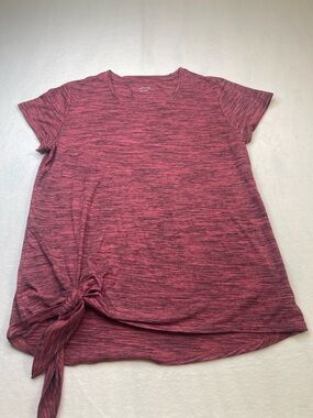 bcg Heathered Raspberry Tie-Hem Short Sleeve Top WOMENS SIZE XL